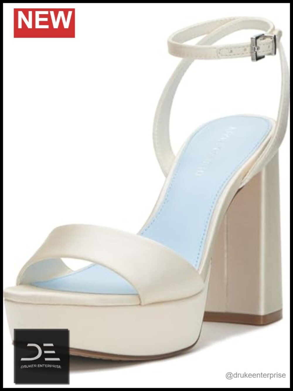 Vince Camuto Women's Pendry Platform Heel Sandal Satin Ankle Strap Block Heel